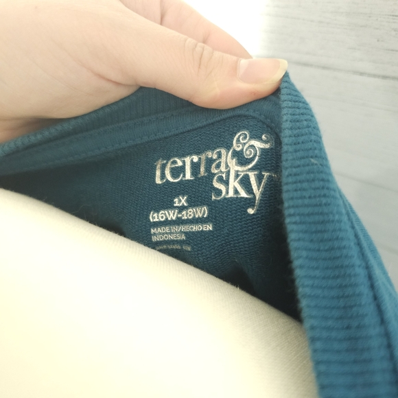 Teal Blue 1X Sweatshirt with split side - Picture 4 of 4